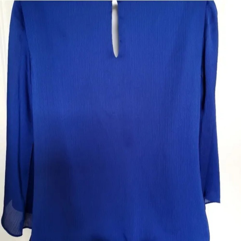 Vintage 80's Royal Blue and Crystals and beaded party blouse  top size S - Picture 4 of 6